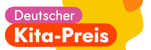Im Hintergrund bunte Flecken, im Vordergrund Schriftzug Deutscher Kita-Preis