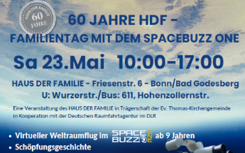 Einladung zum Weltraumtag des Haus der Familie aus Anlass des 60jährigen Bestehens am 23. Mail 2026