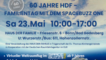 Einladung zum Weltraumtag des Haus der Familie aus Anlass des 60jährigen Bestehens am 23. Mail 2026