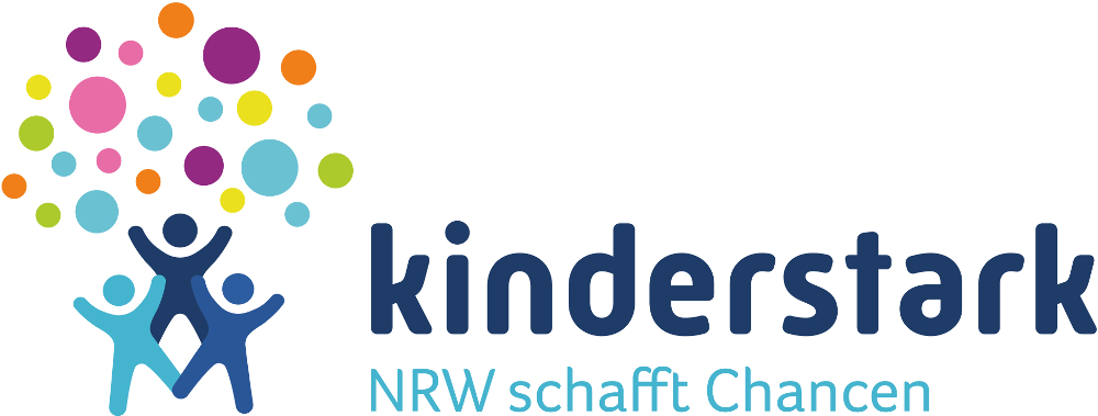 Logo von kinderstark NRW mit Schriftzug und drei stilisierten Personen