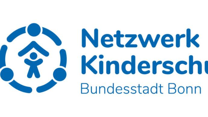 Logo des Netzwerks Kinderschutz der Stadt Bonn mit blauem Kreis und Kind in der Mitte