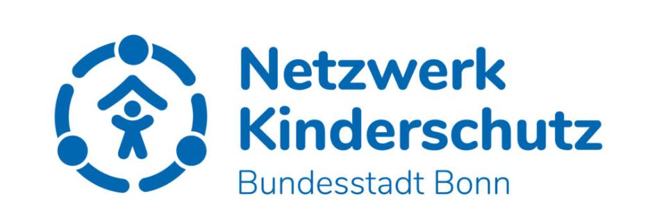 Logo des Netzwerks Kinderschutz der Stadt Bonn mit blauem Kreis und Kind in der Mitte